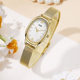 Women's light luxury simple exquisite oval senior sense women's waterproof mesh quartz watch