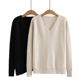Plus Size Winter Sweater Women Clothing Slim High Strecth Jumper Casual Solid V-Neck Cuff Button Decoration Pullover Autumn 240122