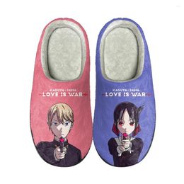Slippers Kaguya Sama Love is War Home Cotton Custom High Quality Men Women Plush Fashion Casual Keep Warm Shoes Thermal Slipper