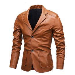 Men's Leather Jacket, New Autumn And Winter Style, Versatile PU Lapel, Small Suit, Leather Jacket, Oversized Leather Jacket