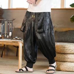 Men's Dragon Pattern Retro Harem Pants Jogging Sweatpants Men's Hip-hop Street Beat Harajuku Style Casual Pants 5XL 240124