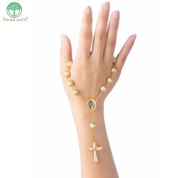 Bracelets CR50 10pcs Top Quality Catholic Rosary Bracelet Glass Pearl Beads Decade Rosary Pendent Jesus For Women Gift