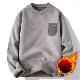 Men's Sweaters Autumn Winter Plush Warm O-neck Streetwear Japan Fashion Pullovers Loose Clothing