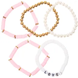 Charm Bracelets 5 Pcs Bohemian Bracelet Teen Girls Wrist Jewelry Decor Bulk Beads Imitation Pearls Aesthetic Miss