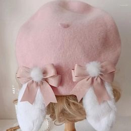 Berets Japanese JK Hat Autumn Winter Sweet Woollen Headdress For Girls Women