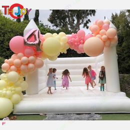 4.5x4.5m (15x15ft) outdoor activities White bounce house Inflatable Bouncy Castle blow up moonwalk Jumping Bouncer houses Adult and Kids jumper for Wedding Party