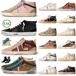 Luxury Mid Star Designer Casual Shoes Womens Mens Low Top OG Handmade Leather Suede Italy Brand Silver Vintage Platform Glitter Trainers Gold Studs Pink Zebra
