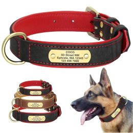 Collars Custom Leather Dog Collar Personalised Dog Accessories Collar Engraved Nameplate For Small Medium Large Dogs French Bulldog Pug