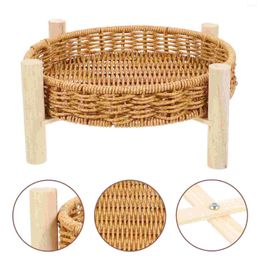 Dinnerware Sets Imitation Rattan Fruit Bowl Household Decor Storage Basket Baskets Round Tray Pp Desktop Bread Serving