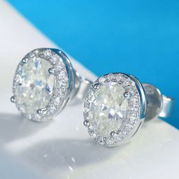 1CT Moissanite Earring Stud Iced Out Round Cut 925 Sterling Silver Vvs Diamond Fine Jewelry Earring for Men Women Nice Gift