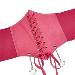 Belts Women Heart Chain Pendant Wide Waist Belt Elegant Elastic Rope Universal Dress Shirt Corset