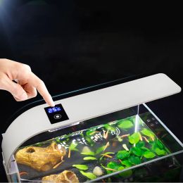 Lightings Slim Aquarium Light LED Waterproof Fish Tank Clip on Lamp Decoration Plant Lighting White Blue Light 220V Temperature Display 36