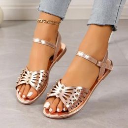 Sandals Shoes Female 2024 Open Toe Women's Summer Rome Hollow Buckle Outdoor Beach Casual Flat Large Size
