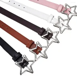 Belts Sweet Punk Five-point Star Waistband Korean Style PU Leather Adjustable Belt Thin Metal Buckle Dress Decoration