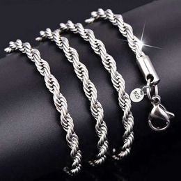 Women Men Twist Rope Chain Snake Necklace Jewelry Latest Necklace Silver Plated Hot Sale 925 Silver Geometric 4mm Hiphop 19n-31