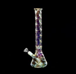 12 inch Spiral Thick Glass Bong Smoking Water Pipe Beaker Hookah Philtre Bubbler with Downstem & 14mm Male Tobacco Bowl