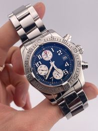 luxury men Wristwatch Japan quartz II A13381 Chronograph Date Black Dial 43mm Watch BAND new Bracelet Stainless Steel sapphire waterproof Mens Watch