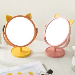 Mirrors Round Makeup Mirror Baby Portable Compact Vanity Mirror Round Bedroom Creative Espejo Maquillaje Luz Room Decoration Aesthetic