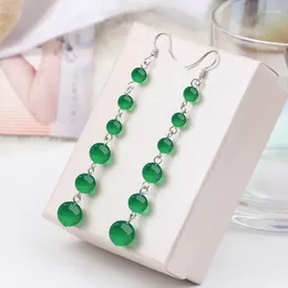 Dangle Earrings Jade Bead Charms Jewelry Charm Amulets Fashion Carved Real Women 925 Silver Gift Chinese Stone Energy Green Natural