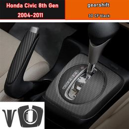 Car Interior Sticker Gear Box Protective Film For Honda Civic 8th Gen 2004-2011 Car Gear Panel Sticker Carbon Fiber Black