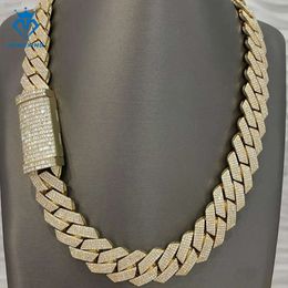 Collana a catena cubana placcata oro da 20 mm di alta qualità da uomo Vvs Moissanite Miami Iced Out Link