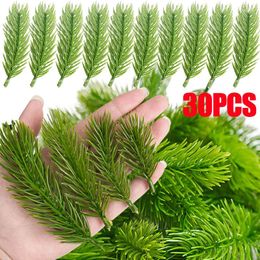 Decorative Flowers Artificial Pine Branches Plastic Needle Leaves Branch Green Fake Plants Decoration DIY Christmas Wreath Wedding