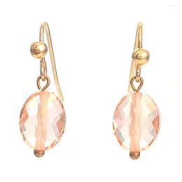 Dangle Earrings Miasol Trendy Stainless Steel Faceted Oval Crystal Drop Hook For Women Ear Piercing Jewellery Bijoux