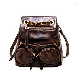 School Bags Vintage Preppy Style Fashion Chain Women's Casual Double Shoulders Bag Backpack Woman Lady Handbag Satchel Packsack