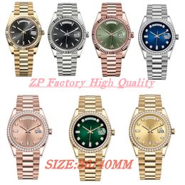 ZP Fabrika Erkekler Saat Günü Tarihi Otomatik Mekanik Hareket İzle 36/40mm Kadın Saat Diamond Watch Designer Saatler Sapphire Cal.2823 Su geçirmez kol saatleri