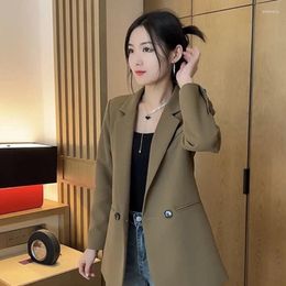 Women's Suits Winter Thickened Cotton Clip British Style Blazers Vintage Casual Solid Colour Loose Single Breasted Woollen Suit Jacket