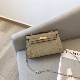 Womens Bag First-Generation Crocodile Pattern Cowhide Pig Nose Small Chain One Shoulder Elegant Graceful High-End Custom Stree235y