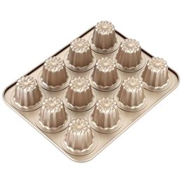 Canele Mould Cake Pan 12-Cavity Non-Stick Cannele Muffin Bakeware Cupcake Pan for Oven Baking for Holiday and Vacations245R