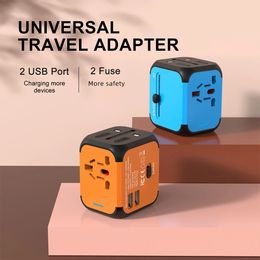 Electric Plug Power Socket Adapter EU UK US AU Plug International Universal Travel Charger Converter with 2 USB Charging 5V 2.4A 240126