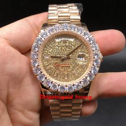 Luxury claw Bezel big diamonds automatic man watch high-quality stainless steel Rose gold shell Prong Set diamond men's watc327Q