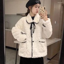 Women's Fur Winter Women Elegant Environmental Coat Female Fashion Faux Rex Outwear Casual Short Warm Solid Colour Outcoat