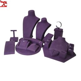 Display Purple Microfiber Bust Model Display Stand Velvet Display Stand Wedding Necklace Storage Rack Store Counter Display Cabinet