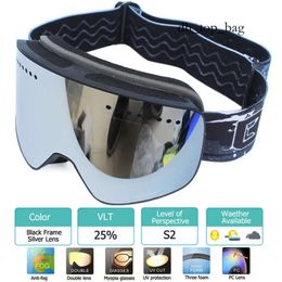 Skibrille mit magnetischer doppelschichtiger polarisierter Linse Ing Antifog Uv400 Snowboard Herren Damen Brillenetui Skibrille 8041