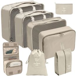 8 PcsSet Travel Storage Bag Waterproof Large Capacity Luggage Clothes Sorting Storage Packing Cubes Suitcases Organiser Bag Set 240119