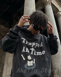 Harajuku 3D Skull Puff Print Hoodies Oversized Streetwear Men High Quality Cotton Liner Sweatshirt Top Women Couples Y2k Clothes 240125