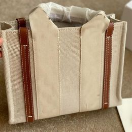 Canvas Shopping Bag Women Handbag Large Capacity Package Lady Tote Bags Shoulder Purse Fashion Letter Patchwork Strip Three Size322C