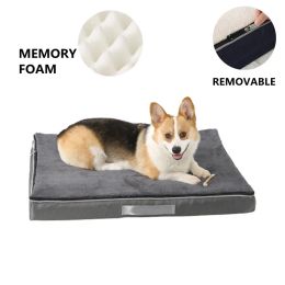 Mats Large Shredded Plush Memory Foam Dog Bed with Removable Washable Cover Orthopedic Pet Cat Mat Cushion with Waterproof Lining