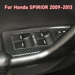 Car Styling Black Carbon Decal Car Window Lift Button Switch Panel Cover Trim Sticker 4 Pcs/Set For Honda SPIRIOR 2009-2013