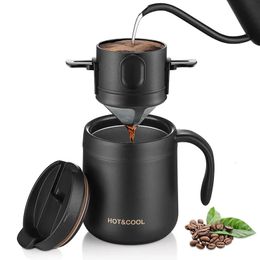 304 Stainless Steel Portable Coffee Philtre Drip Coffee Tea Holder Reusable Mug Coffee Dripper Tea Cup Set Coffee Pot Coffeeware 240122