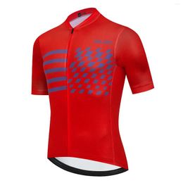 Racing Jackets High Quality Red Square Summer Anti-UV Cycling Jersey Breathable Sport Mtb Bicycle Bike Clothing