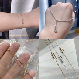 Messik series Charm Bracelets For Women 18K Rose Gold Silver Geometric diamond sliding Three Diamond S925 Silver fashion luxury Designer Jewellery gift wholesale