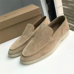 mens shoes women loafers loro piano shoes flat low suede Cow leather oxfords Moccasins walk shoes comfort loafer slip on loafer rubber sole flats