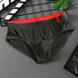 Underpants Breathable Men Soft Men's Briefs With Anti-septic U Convex Design Striped Solid Color Mid For Comfort