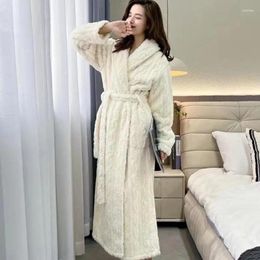 Women's Sleepwear Fleece Bathrobe Women Thicken Warm Robes Thermal Home Clothes Winter Autumn Elegant Soft Comfy Nightwear Robe Pyjamas