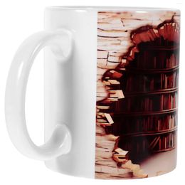 Dinnerware Sets Coffee Cup 3D Bookshelf Ceramic Mug Tea Office Home Water Milk