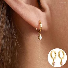 Dangle Earrings 925 Sterling Silver Zircon Geometric Earring For Women Girl Pleated Texture Tassel Design Jewellery Party Gift Drop
